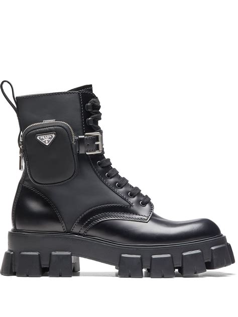 bota estilo prada|Prada ankle pouch combat boots.